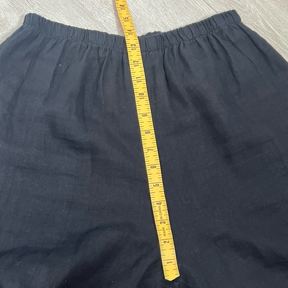 Bryan Walker Wide Leg Black Linen High Rise Crop Ankle Pant Pull On Elastic M - Picture 8 of 11